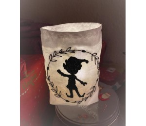 Stickdatei ITH - Lichtbeutel Wichtelkranz Silhouette